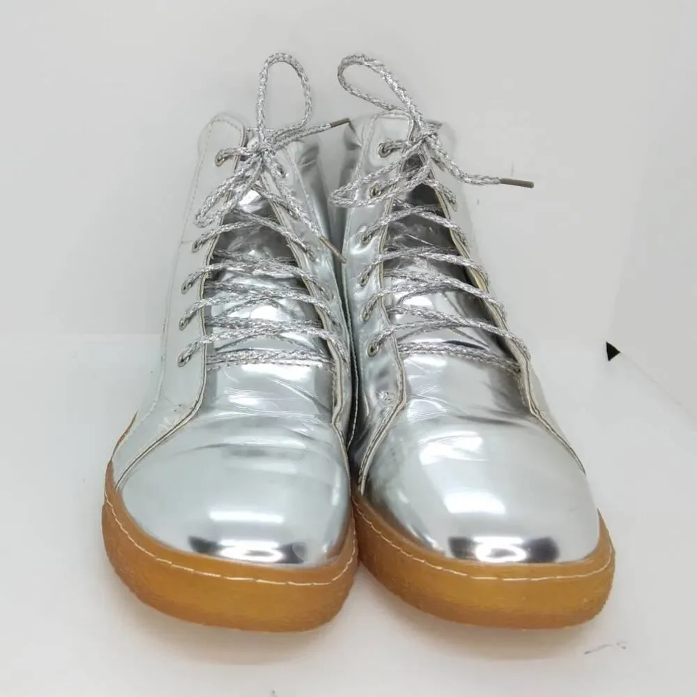 HIP HOP DANCE Women's Reflective Silver Sneakers - Size: 9